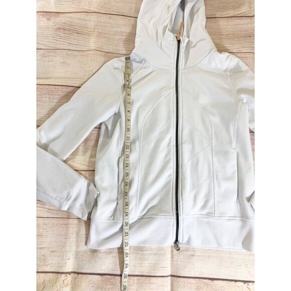 Indygena Women's White Hooded Full Zip Casual Sweater - Small - Picture 6 of 12